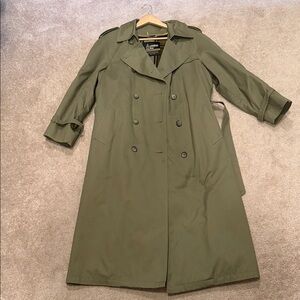 London Fog Olive Double-Breasted Trench Coat